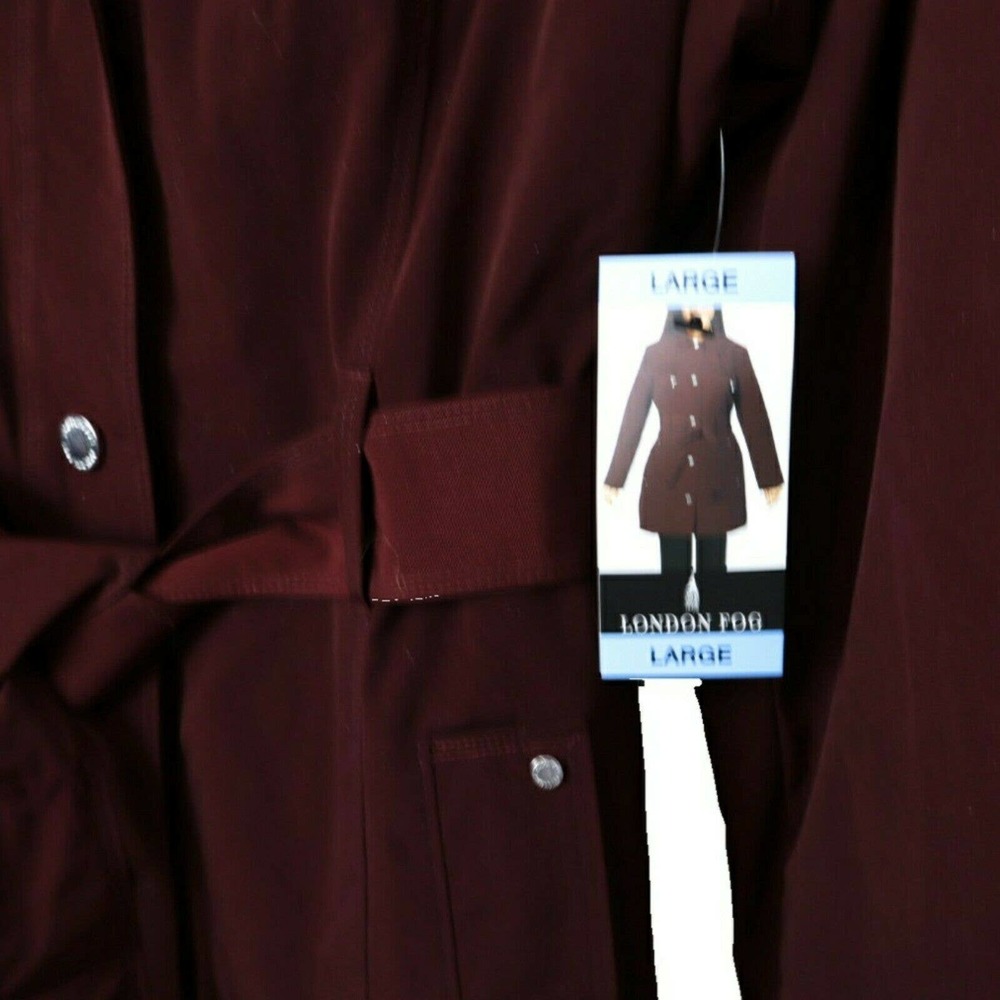 NWT London Fog Women Wine Detach Hood Trench Coat - Picture 6 of 9